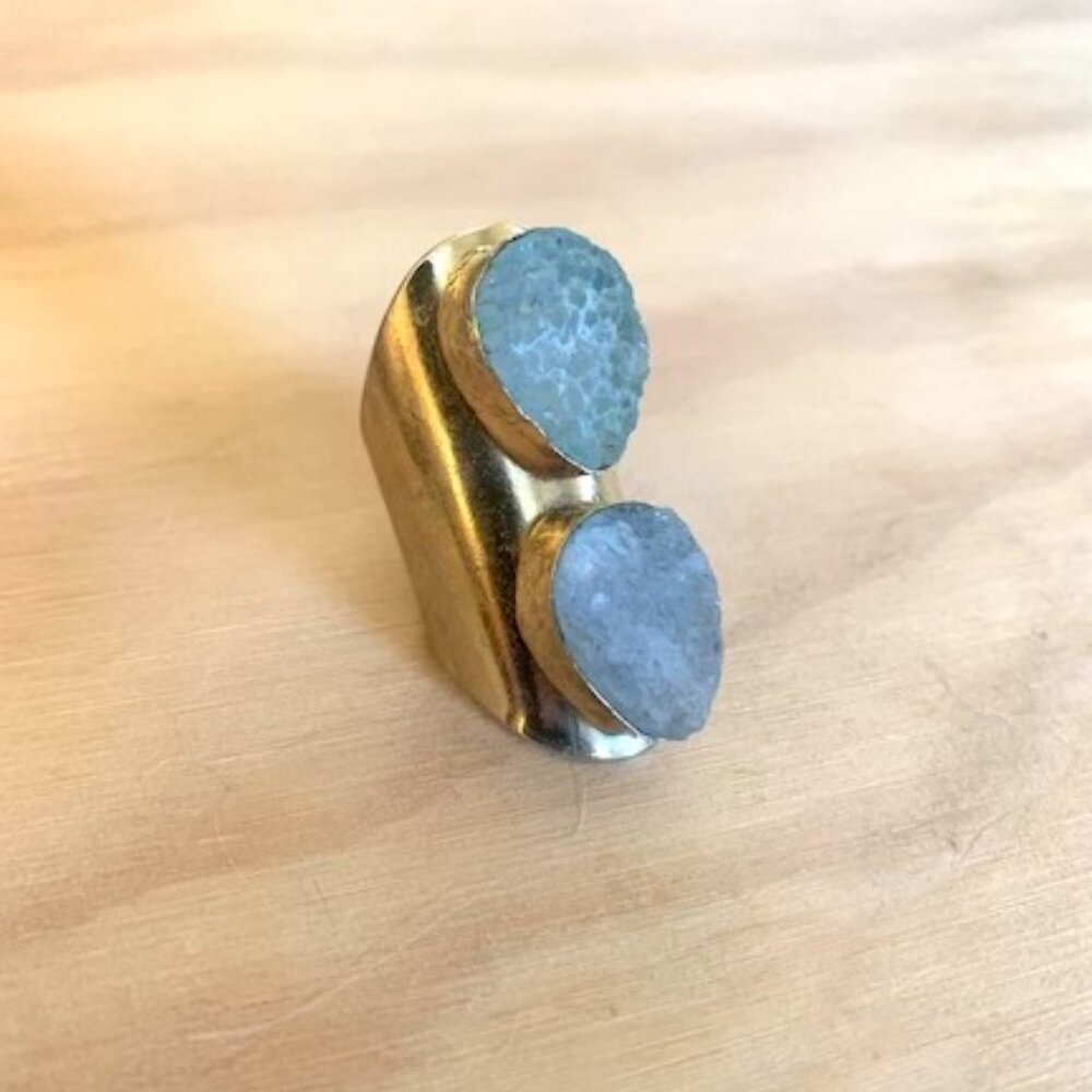 Gold Aquamarine Costume Ring